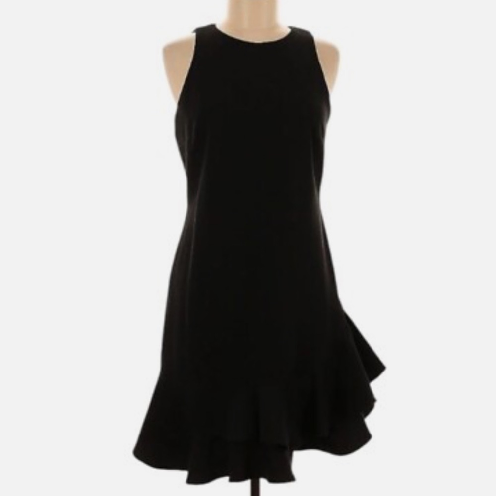 Cynthia Rowley Black Asymmetrical Ruffled Cocktail Dress